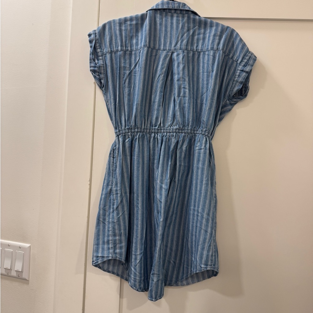 Japna Blue and White Striped Shirt Dress - Picture 3 of 4